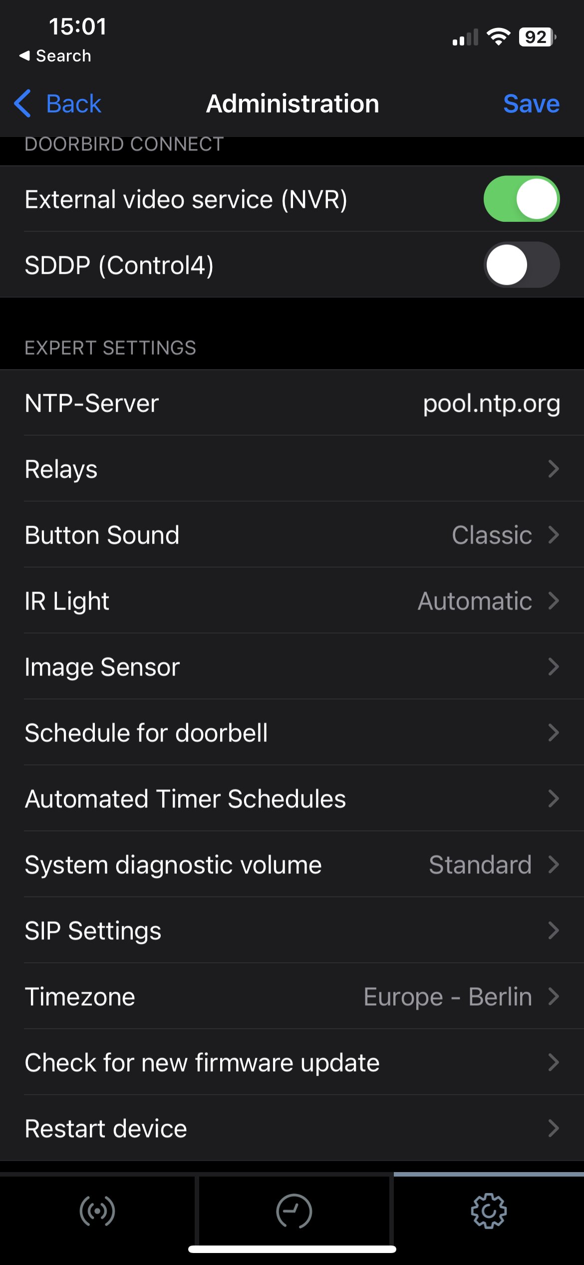 Find "Schedule for doorbell" in the settings